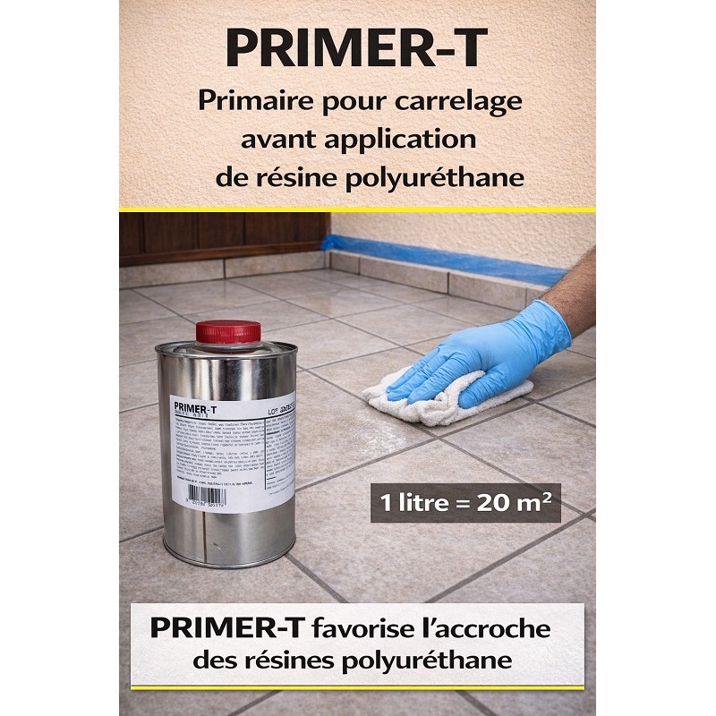 Primaire d'adhérence pour carrelage, avant l'application des résines polyuréthane