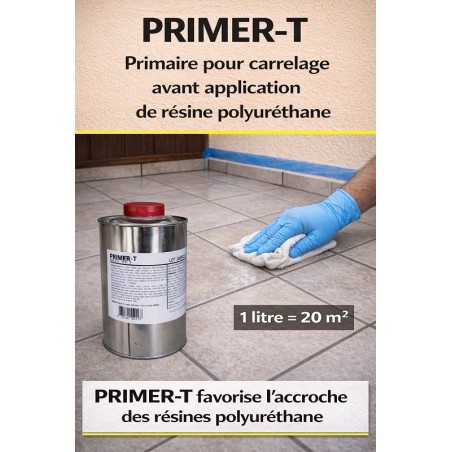 Primaire d'adhérence pour carrelage, avant l'application des résines polyuréthane