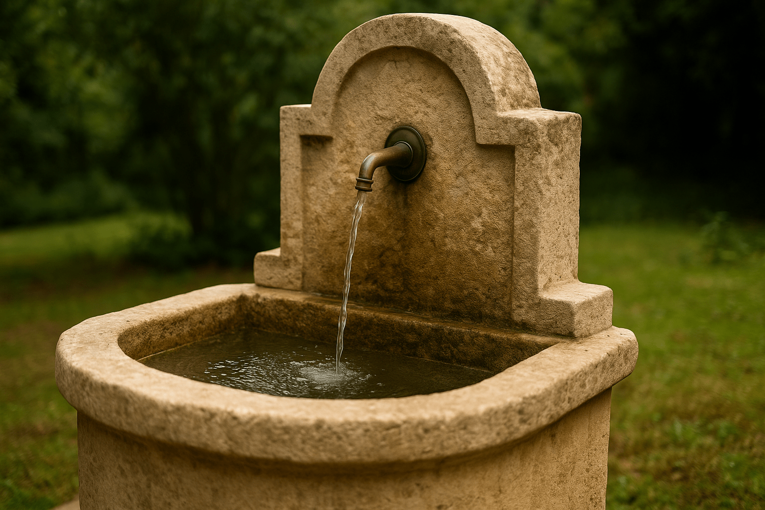 étanchéité fontaine en pierre